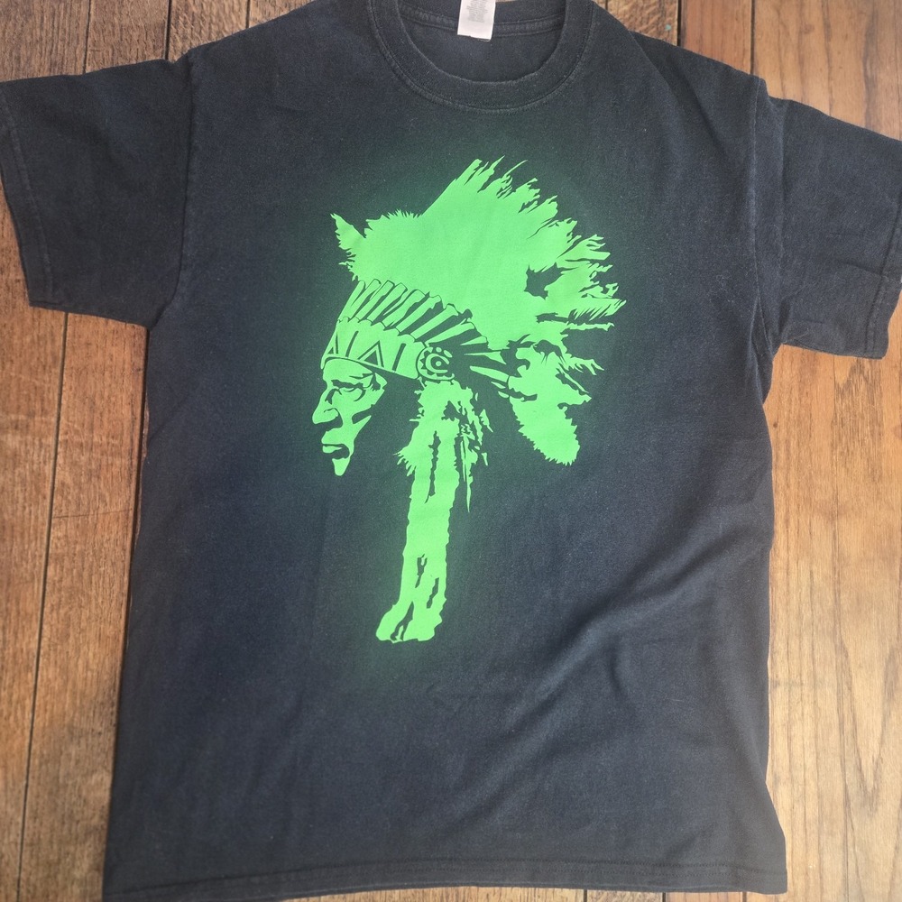 Native American Chief T-shirt Neon Green Size Med Indigenous Indian Headdress